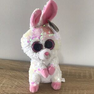 8” Ty Beanie white sequin Bunny rabbit Bonnie NWT